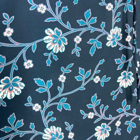 LOFT Women's Floral Peasant Navy Blue Blouse XL - Picture 4 of 11